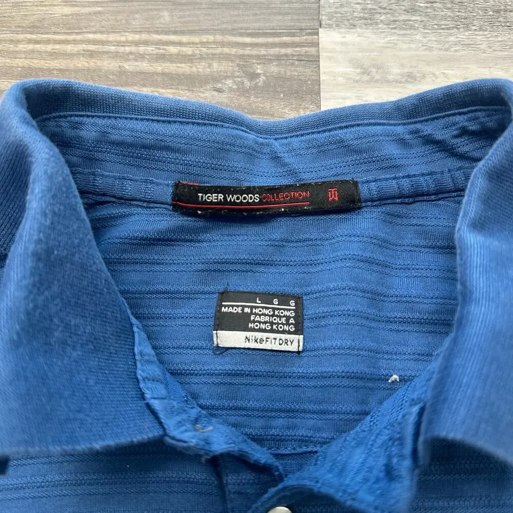 Nike‎ Tiger Woods Polo Shirt Golf Collection Blue Mens L Golf United Airlines